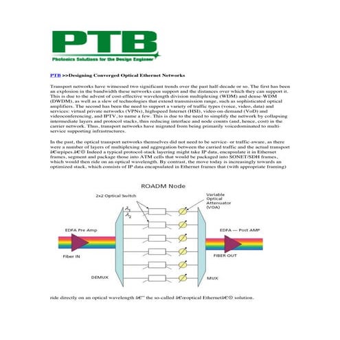Design Considerations for Converged Optical Ethernet Networks