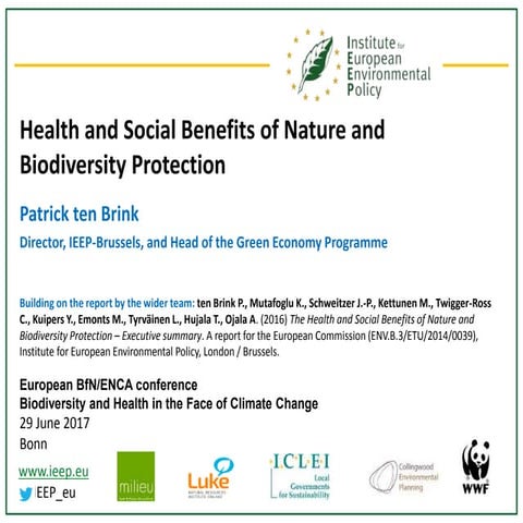 Health and Social Benefits of Nature and Biodiversity Protection | PPTX