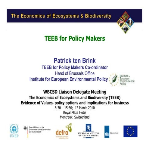PtB of IEEP TEEB presentation to WBCSD 12 Mar 2010