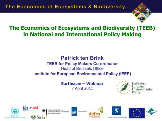 PtB TEEB for Policy Makers Webinar/Earthcast 7 april 2011