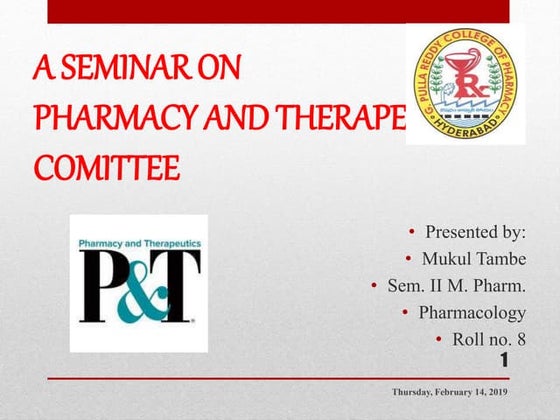 Pharmacy and Therapeutic committee | PPT