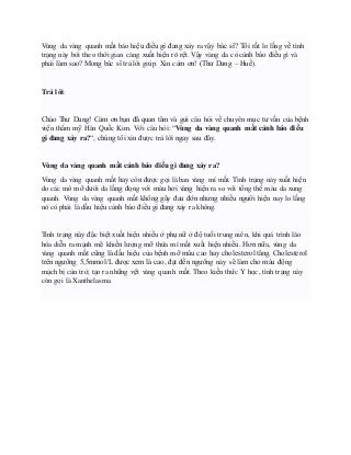 Vùng da vàng quanh mắt cảnh báo điều gì đang xảy ra?