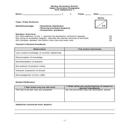 Plate tectonics Core Assignment 1
