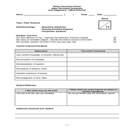 Plate tectonics Core Assignment 1 Answer