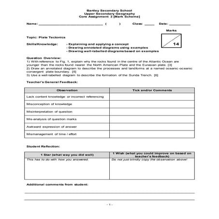 Plate tectonics Core Assignment 3 Answer