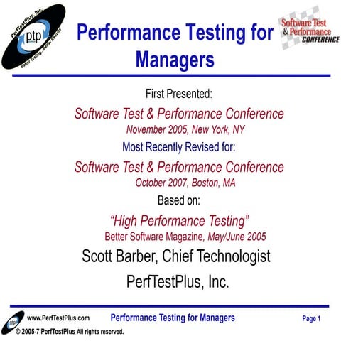 Performance Testing for Managers