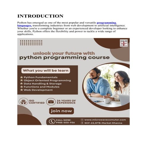 Basic Course Under Python Programming Course | PDF