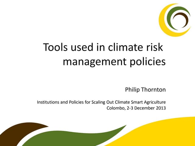  Tools used in climate risk management policies  