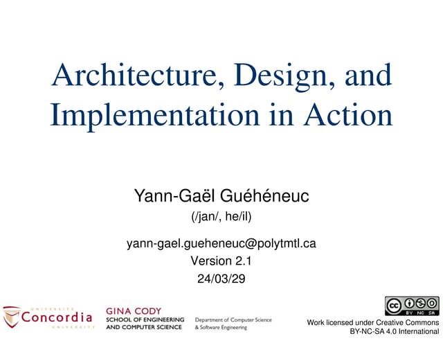Ptidej Architecture, Design, and Implementation in Action v2.1