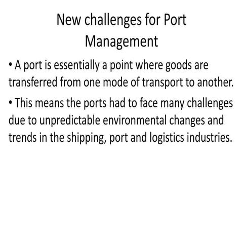 Port and Terminal Management