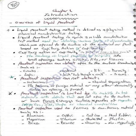 ASNT Liquid Penetrant Testing (PT) Level III Notes - Dr. Samir Saad (Handwrit...