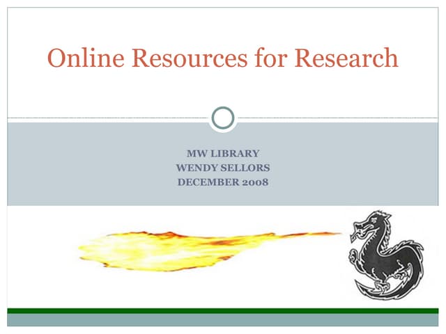 Online Resources for Research