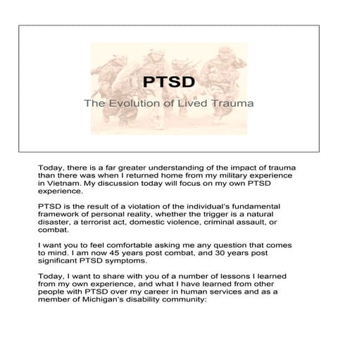 Ptsd  the evolution of lived trauma
