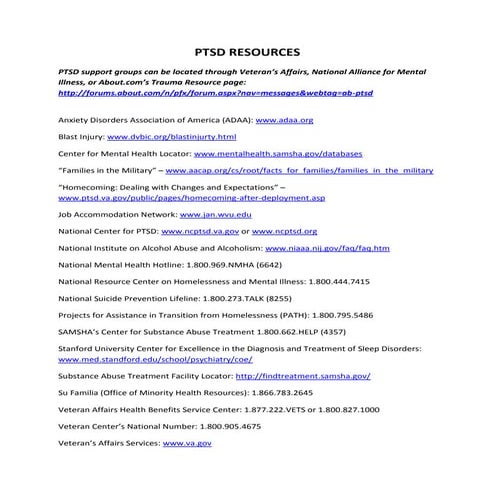 Ptsd resources
