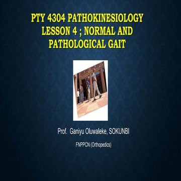 PTY 4304 pathokinesiology  gait &amp; pathological gait a