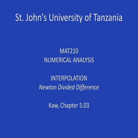 SJUT/Mat210/Interpolation/Newton's Divided Difference  2013-14S2