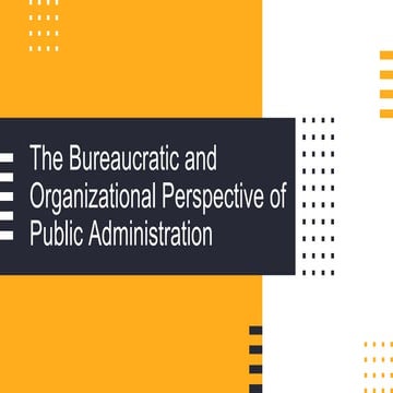The Bureaucratic and Organizational Perspective of Public Administration