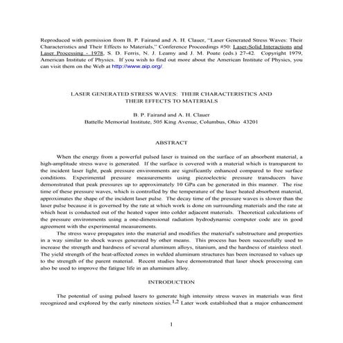 Laser Shock Peening - LSP