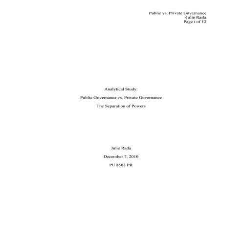 Pub503 Separation Of Powers Final Analysis