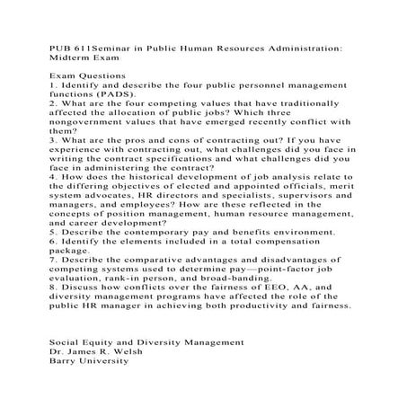 PUB 611Seminar in Public Human Resources Administration Midterm Exa.docx