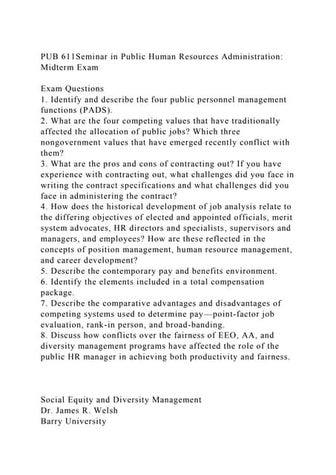 PUB 611Seminar in Public Human Resources Administration Midterm Exa.docx