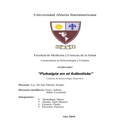 Pubalgia en el futbolista   