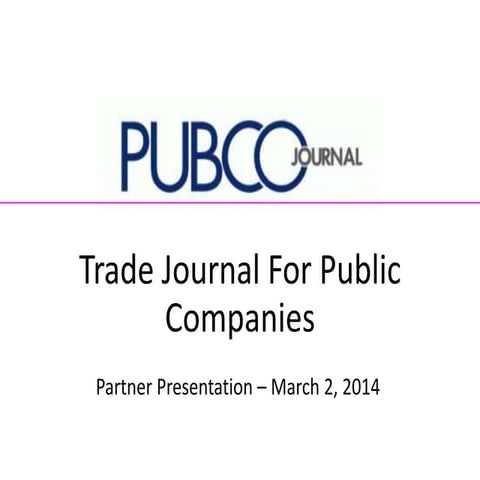 PubCo Journal Partner Presentation