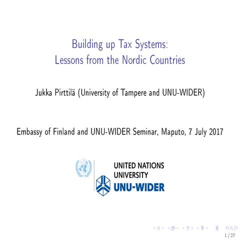 Building up tax systems: lessons from the Nordic countries