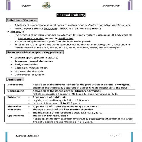 Normal & Abnormal Puberty (2018)