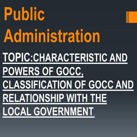 CHARACTERISTICS AND POWERS OF GOCCs