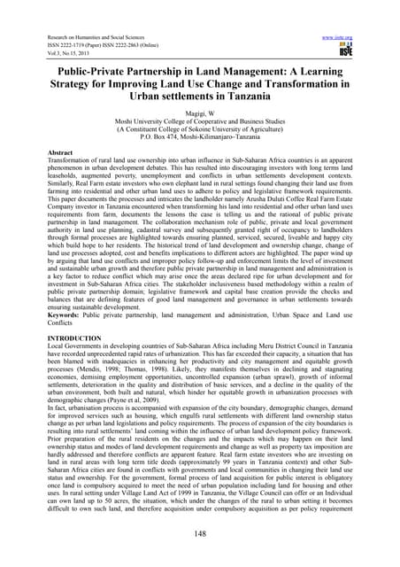 Public private partnership in land management a learning strategy for improving land