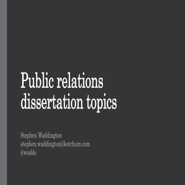Dissertation topics for media and public relations students