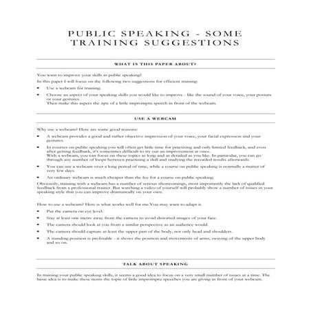 Public Speaking Training Suggestions