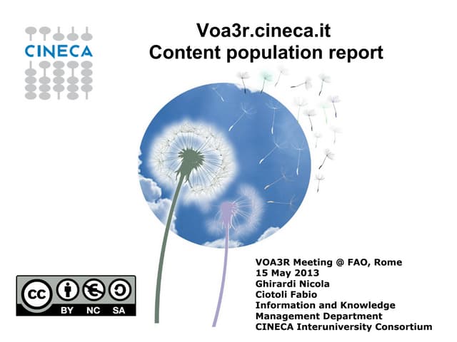 Voa3r Project content population - CINECA