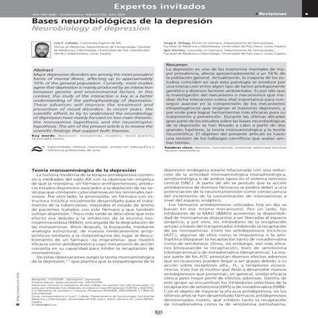 Publicación salud y ciencia. bases neurobiológicas de la depresión págs ...