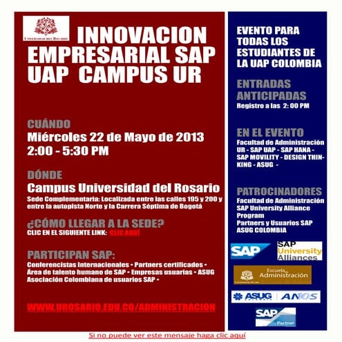 Invitación Innovación SAP Colombia UAP