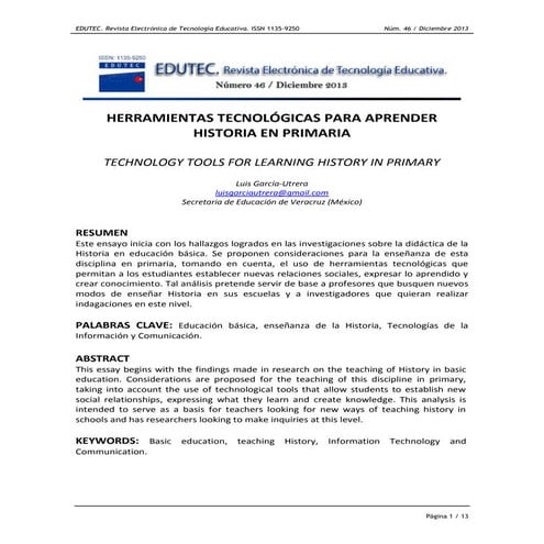 Herramientas tecnológicas para aprender Historia en primaria