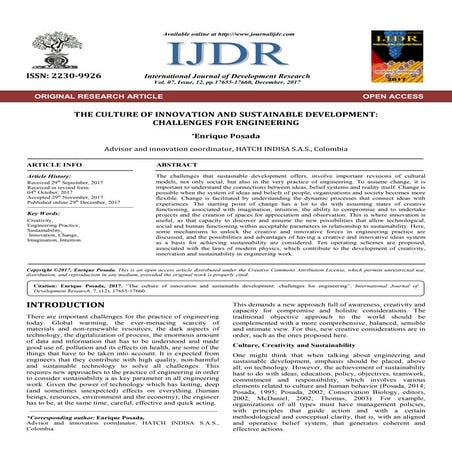 THE CULTURE OF INNOVATION AND SUSTAINABLE DEVELOPMENT: CHALLENGES FOR ENGINEE...