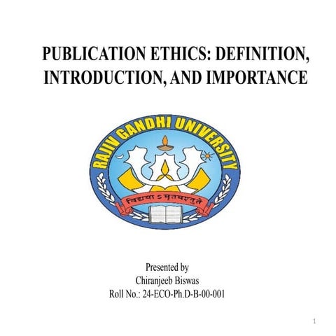 Importance of publication ethics ethics | PPTX