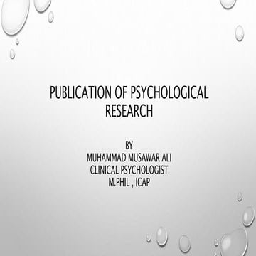 Publication of psychological research