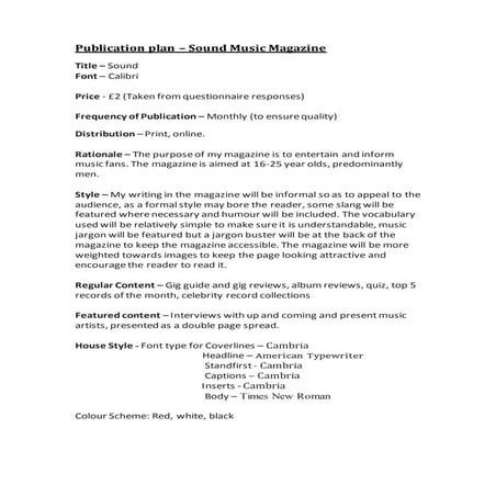 Publication plan – sound music magazine