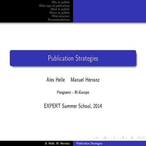 Publication strategies (2014)