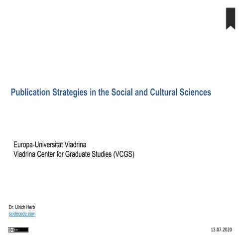 Publication Strategies in the Social and Cultural Sciences
