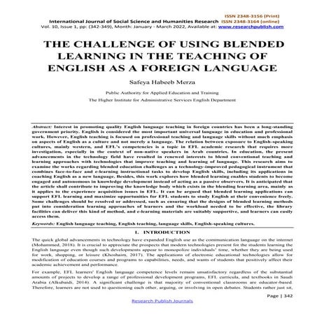 THE CHALLENGE OF USING BLENDED  LEARNING IN THE TEACHING OF  ENGLISH AS A FOR...