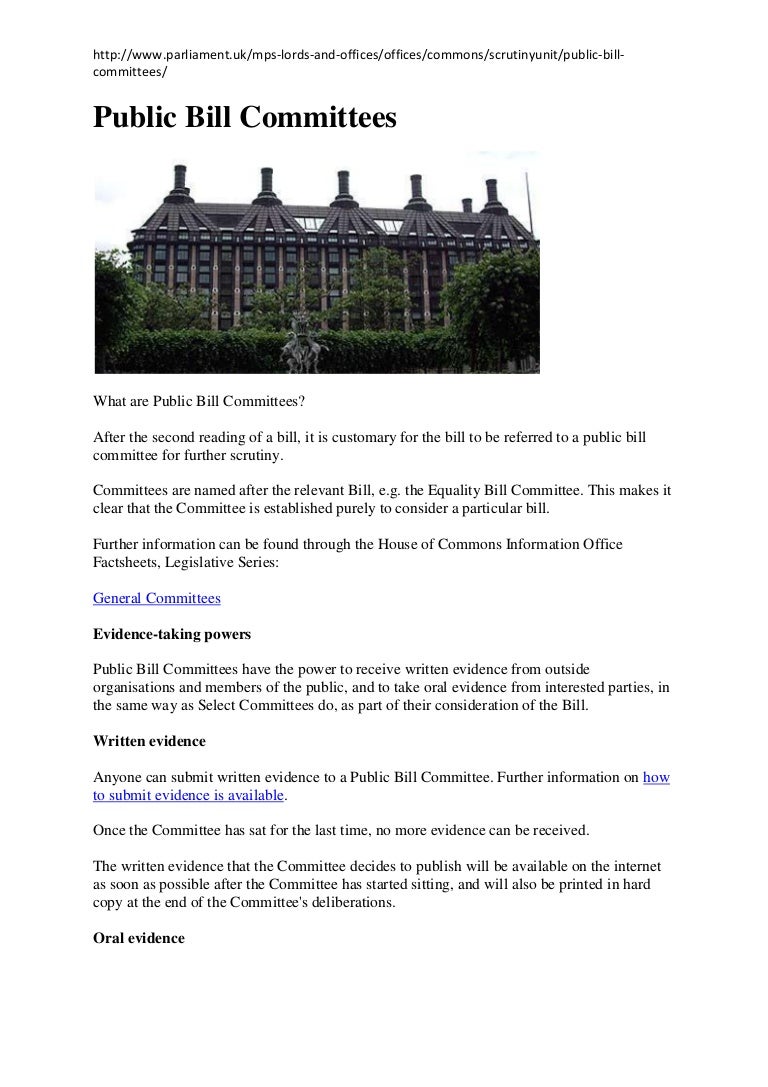 Public bill committees handout
