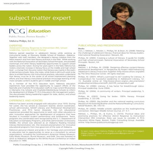 Public Consulting Group Employee Information #6 - Melvina Phillips