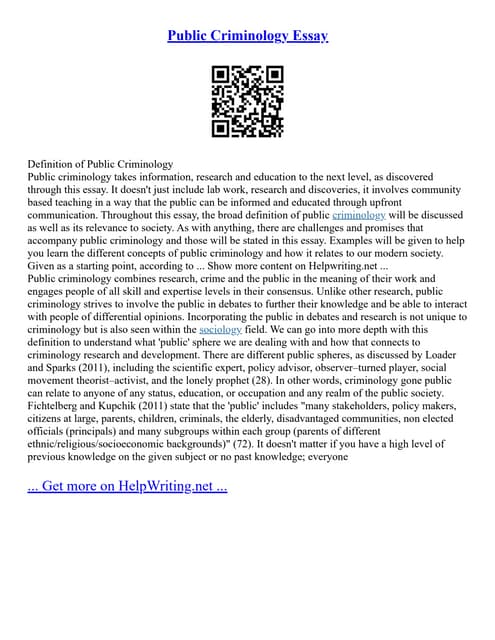 Public Criminology Essay