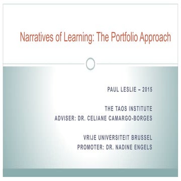 Narratives of Learning: The Portfolio Approach - Public Defense