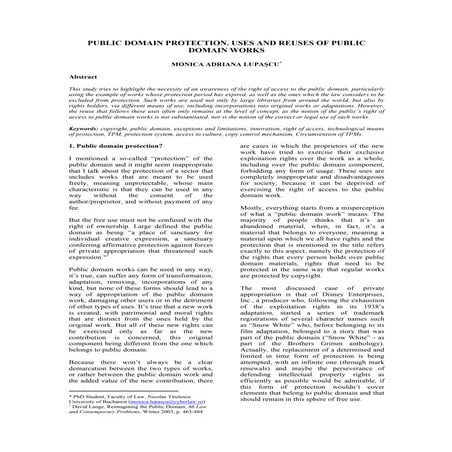 Public domain protection. Uses and reuses of public domain works
