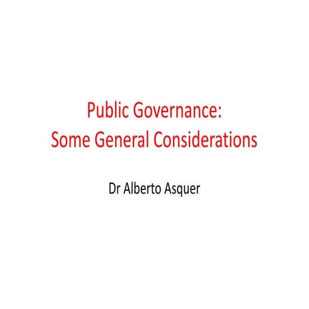 Public governance   general considerations